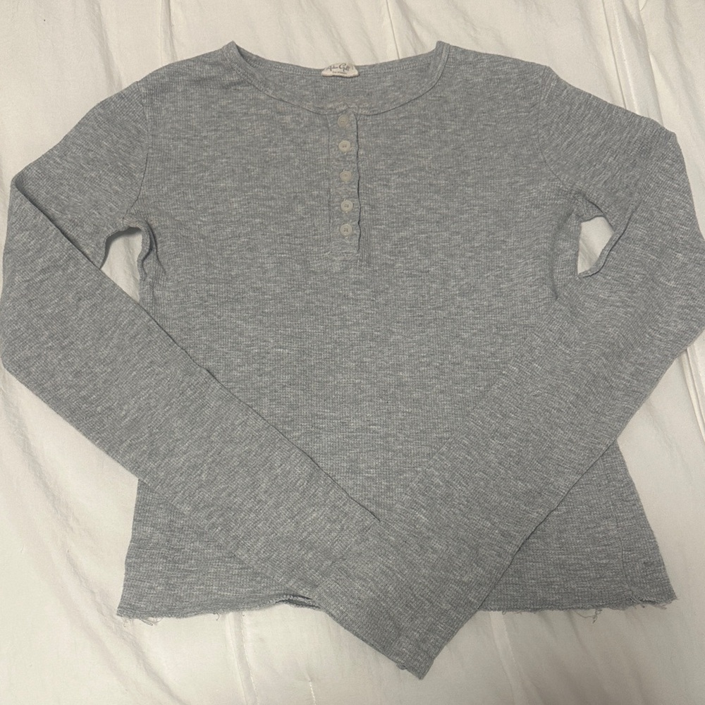 Brandy Melville Heather Gray Long Sleeve Button Down